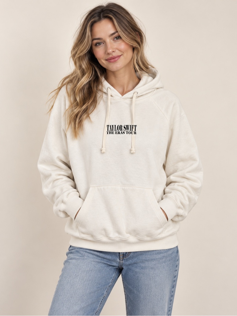 Authentic Taylor Swift The Eras Tour Cream Hoodie, Like New- oversized Small